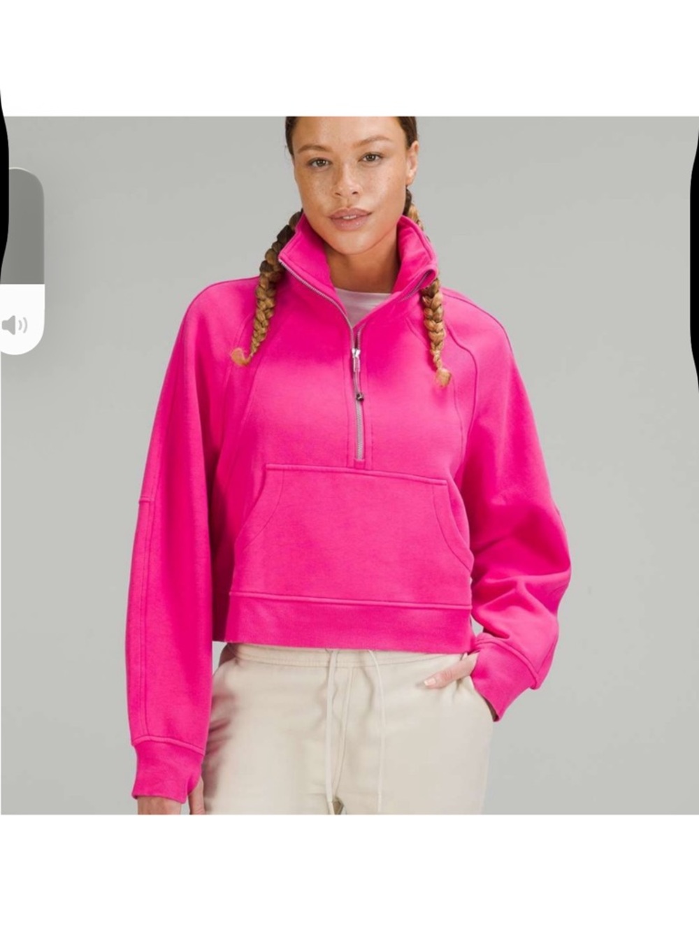 Lululemon Scuba Funnel Neck Half Zip Sonic Pink Cropped Sweatshirt M/L